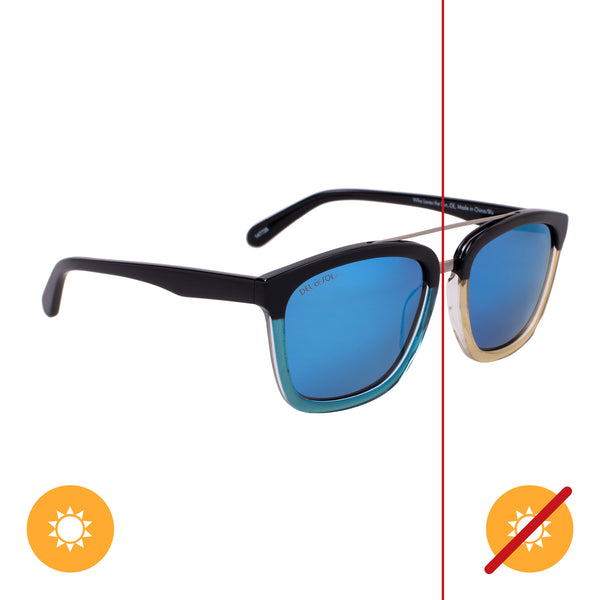 DelSol Solize Who Loves the Sun - Black and Clear to Blue by DelSol for Unisex - 1 Pc Sunglasses