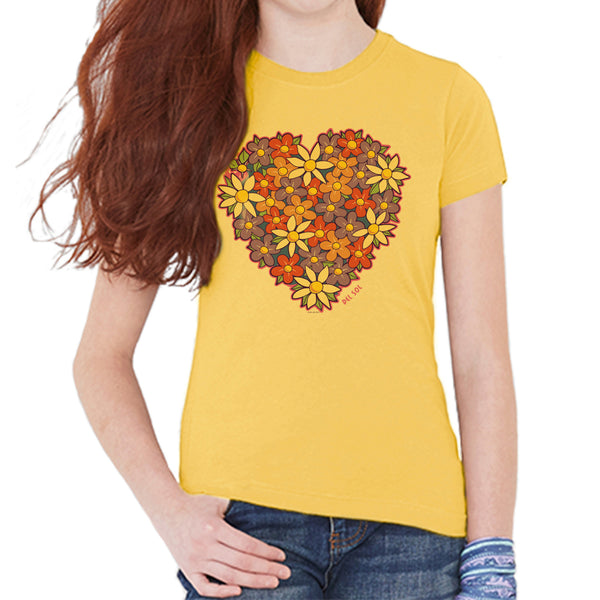 DelSol Kids Crew Tee - I Heart Flowers by DelSol for Kids - 1 Pc T-Shirt (YL)