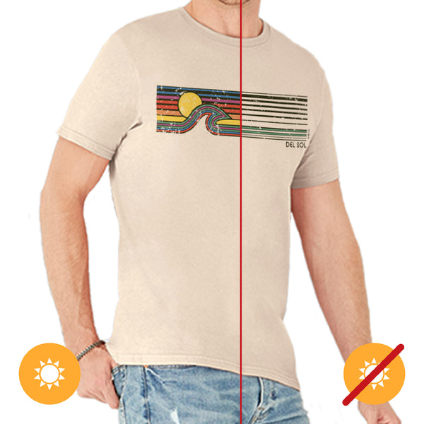 DelSol Men Crew Tee - Sunset Wave - Beige by DelSol for Men - 1 Pc T-Shirt (YS)