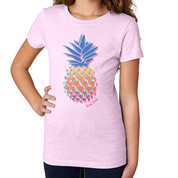 DelSol Girls Crew Tee - Pineapple Love - Lilac by DelSol for Women - 1 Pc T-Shirt (YS)