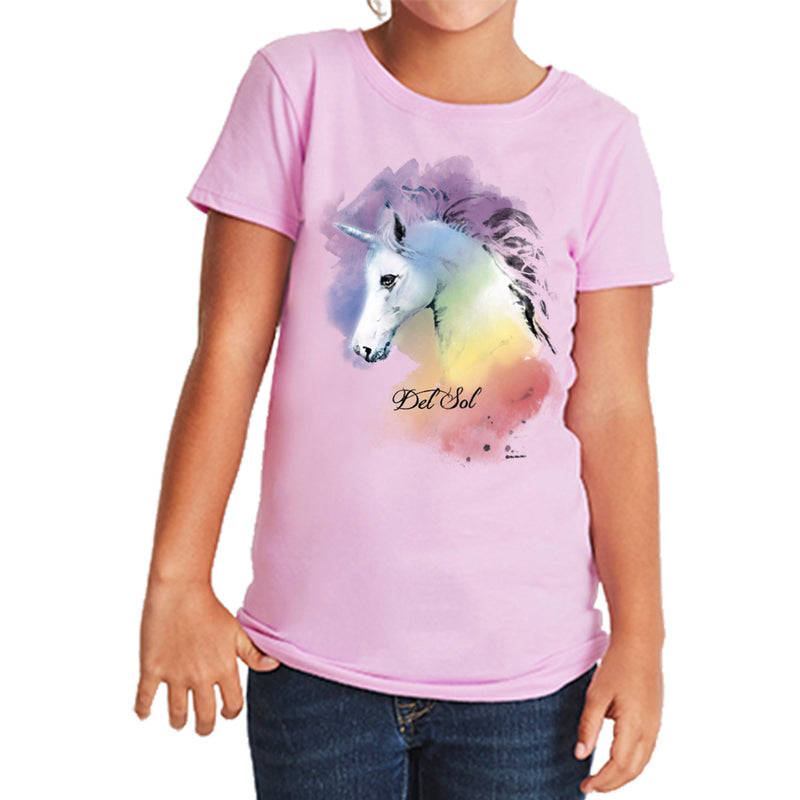 DelSol Girls Crew Tee - Unicorn - Lilac by DelSol for Women - 1 Pc T-Shirt (YXS)