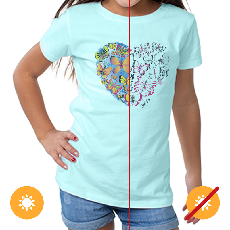 DelSol Girls Crew Tee - Heart Butterfly - Chill by DelSol for Women - 1 Pc T-Shirt (4T)