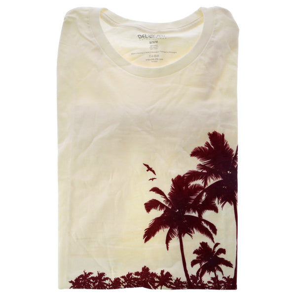 Delsol Womens Boyfriend Tee - Palms And Floral Sunset by Delsol for Women - 1 Pc T-Shirt (M)