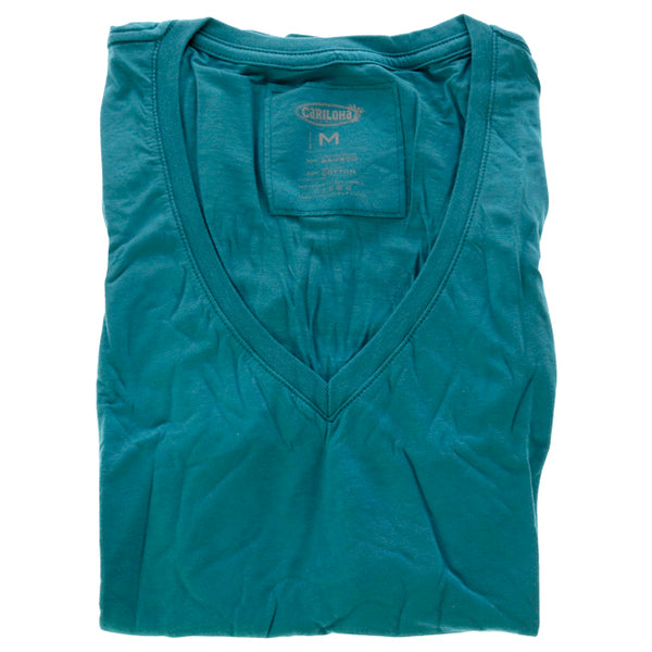 Bamboo V-Neck Tee - Tropical Teal by Cariloha for Women - 1 Pc T-Shirt (M)