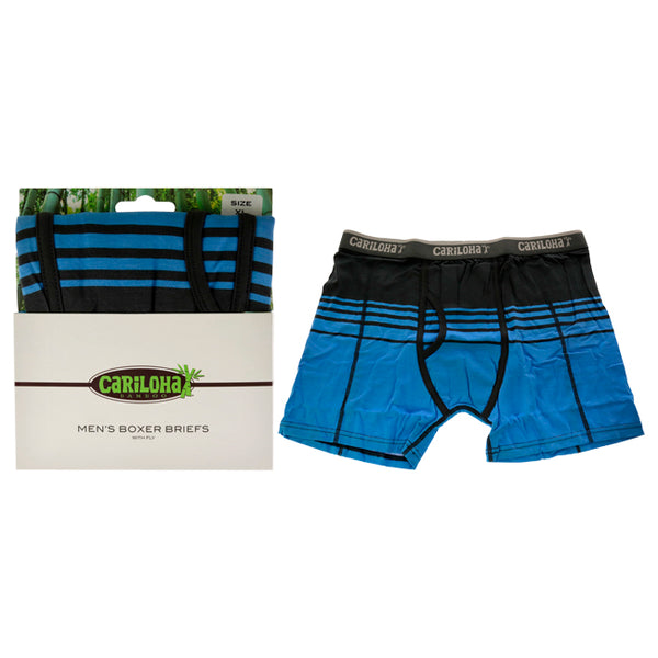 Bamboo Boxer Briefs - Caribbean Blue Stripe by Cariloha for Men - 1 Pc Boxer (XL)