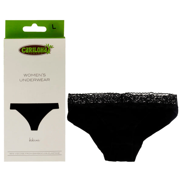 Bamboo Lace Bikini - Black by Cariloha for Women - 1 Pc Underwear (L)