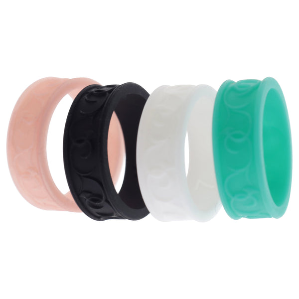 Silicone Wedding Flower Ring Set - Turquoise by ROQ for Women - 4 x 7 mm Ring
