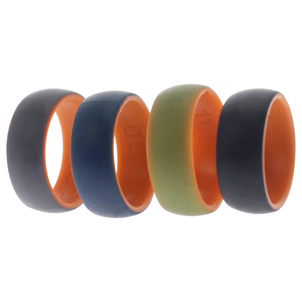 Silicone Wedding 2Layer Dome Ring Set - Orange by ROQ for Men - 4 x 10 mm Ring