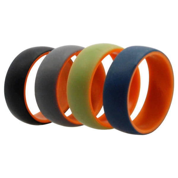 Silicone Wedding 2Layer Dome Ring Set - Orange by ROQ for Men - 4 x 12 mm Ring