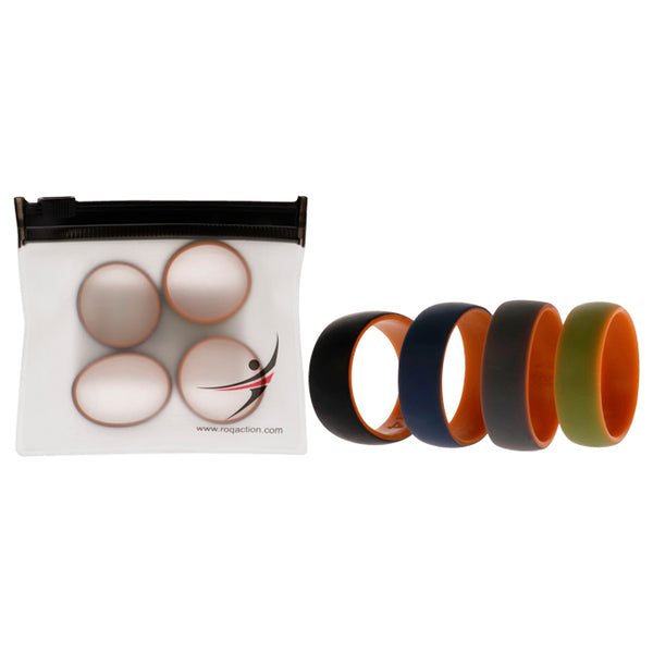 Silicone Wedding 2Layer Dome Ring Set - Orange by ROQ for Men - 4 x 14 mm Ring
