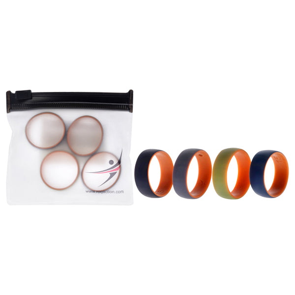ROQ Silicone Wedding 2Layer Dome Ring Set - Orange by ROQ for Men - 4 x 15 mm Ring