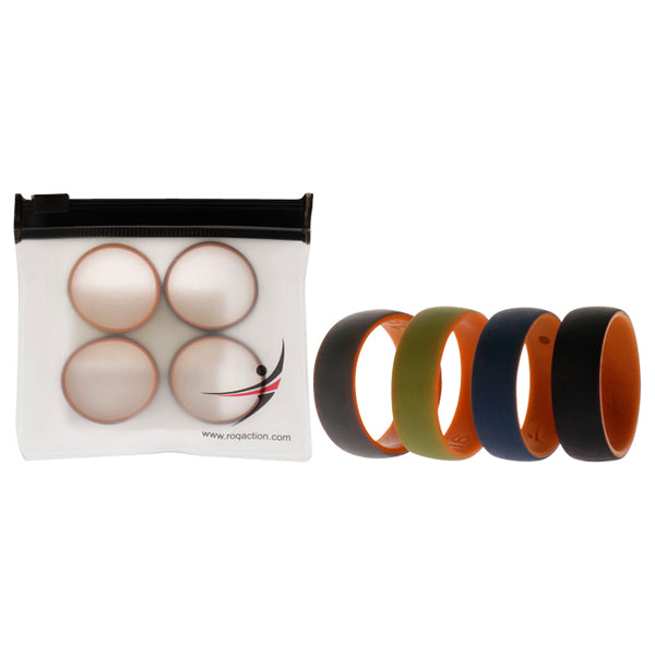 Silicone Wedding 2Layer Dome Ring Set - Orange by ROQ for Men - 4 x 16 mm Ring