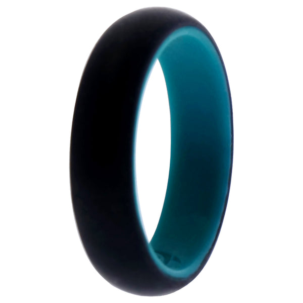 Silicone Wedding 2Layer Ring - Turquoise-Black by ROQ for Women - 9 mm Ring