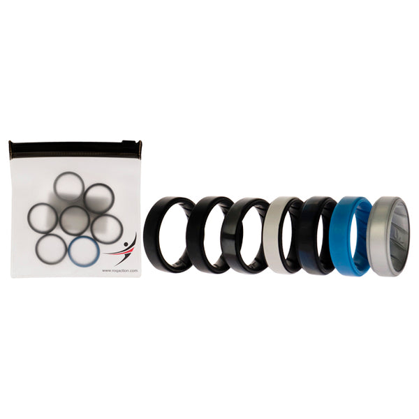 Silicone Wedding BR Step Ring Set - Metal by ROQ for Men - 7 x 10 mm Ring