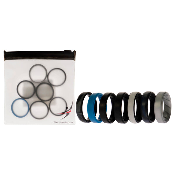 Silicone Wedding BR Step Ring Set - Metal by ROQ for Men - 7 x 14 mm Ring