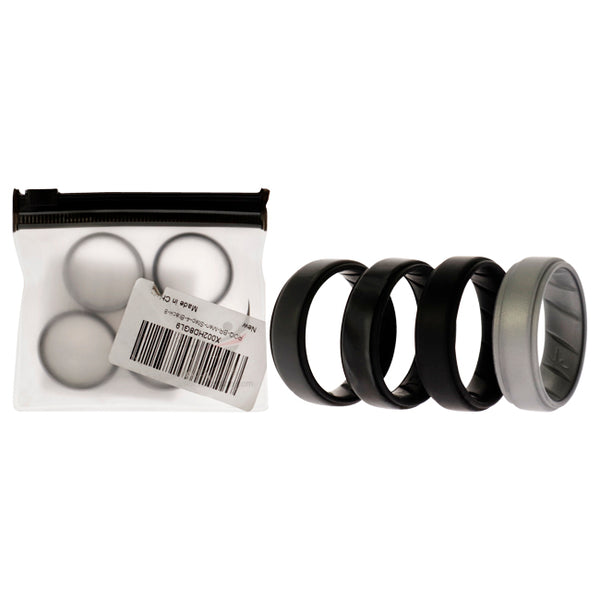 Silicone Wedding BR Step Ring Set - Black-Camo by ROQ for Men - 4 x 13 mm Ring
