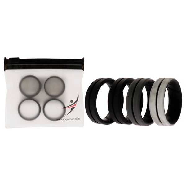 Silicone Wedding BR Middle Line Ring Set - Marble by ROQ for Men - 4 x 9 mm Ring