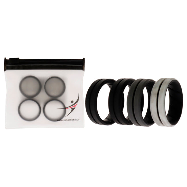 Silicone Wedding BR Middle Line Ring Set - Marble by ROQ for Men - 4 x 9 mm Ring