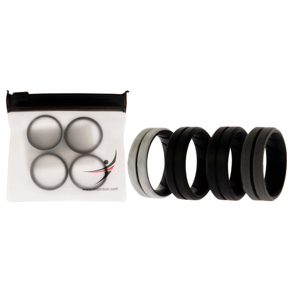 Silicone Wedding BR Middle Line Ring Set - Marble by ROQ for Men - 4 x 12 mm Ring