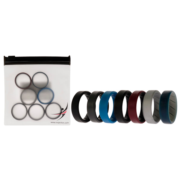 Silicone Wedding BR 8mm Edge Ring Set - Black by ROQ for Men - 7 x 11 mm Ring