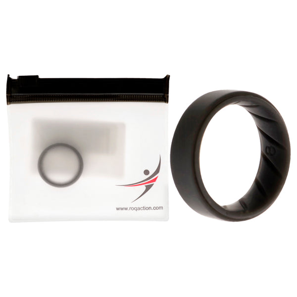 Silicone Wedding BR 8mm Edge Ring - Basic-Grey by ROQ for Men - 8 mm Ring
