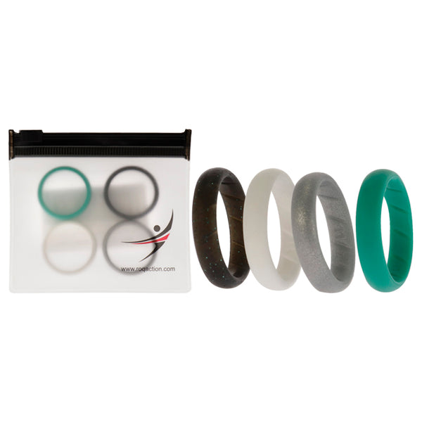 Silicone Wedding BR Solid Ring Set - Basic-Turqouise by ROQ for Women - 4 x 11 mm Ring