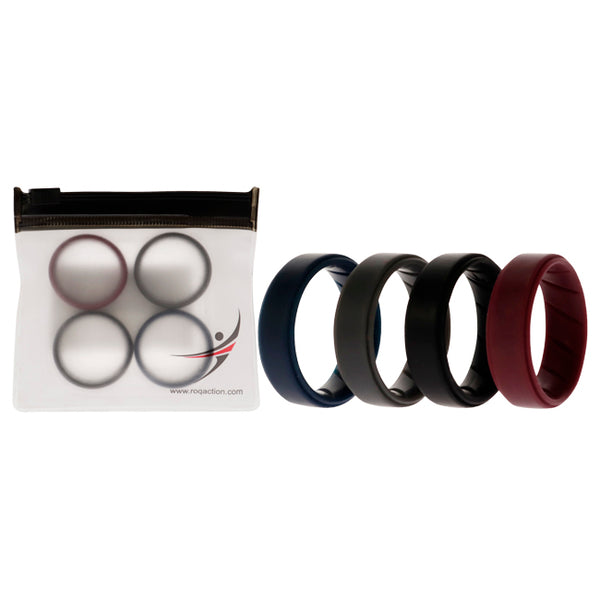Silicone Wedding BR Step Ring Set - Basic-Bordo by ROQ for Men - 4 x 12 mm Ring