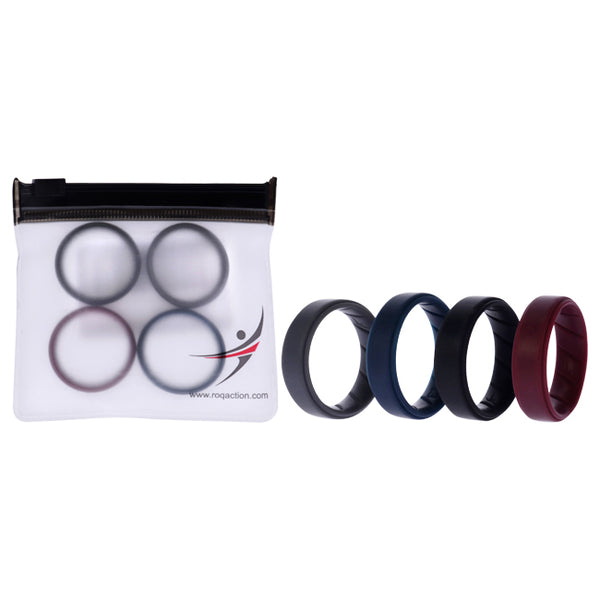 Silicone Wedding BR Step Ring Set - Basic-Bordo by ROQ for Men - 4 x 13 mm Ring