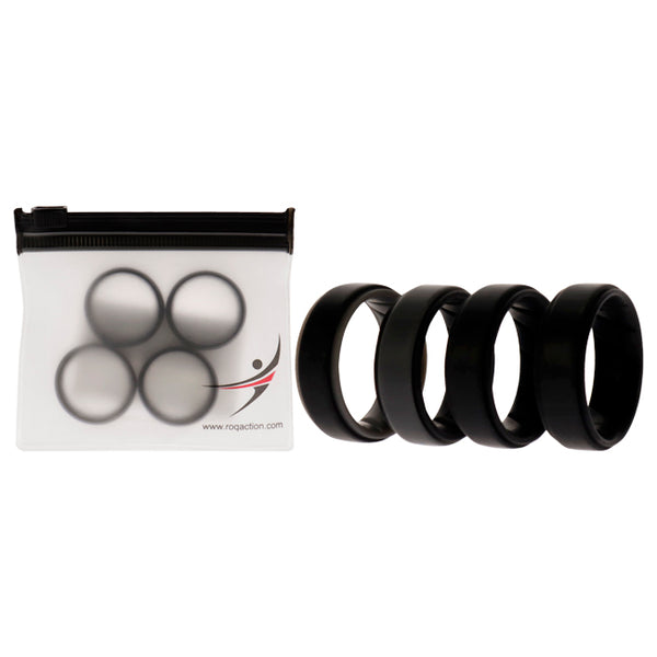 Silicone Wedding BR Step Ring Set - Black by ROQ for Men - 4 x 9 mm Ring