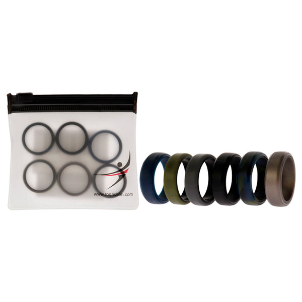 Silicone Wedding 6mm Brush 2Layer Ring Set - Camo by ROQ for Men - 6 x 7 mm Ring