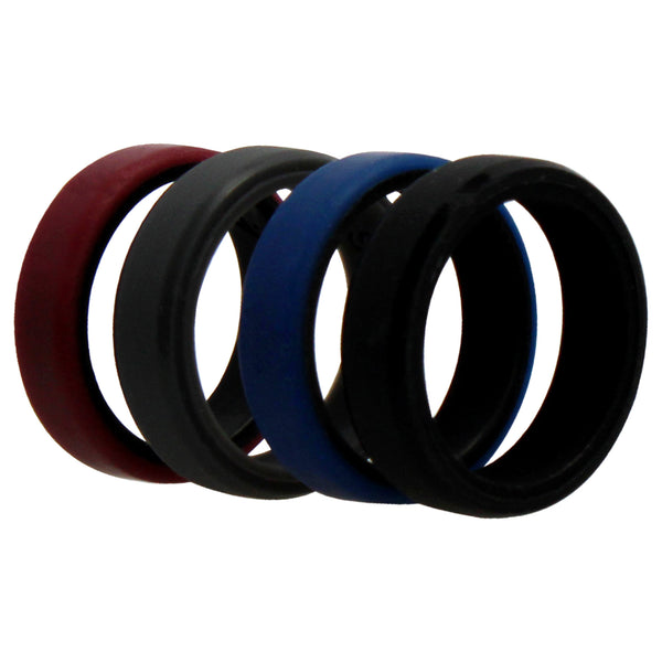 Silicone Wedding 6mm Brush 2Layer Ring Set - Bordo by ROQ for Men - 4 x 9 mm Ring