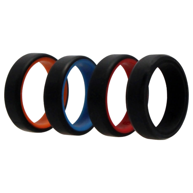 Silicone Wedding 6mm Brush 2Layer Ring Set - MultiColor by ROQ for Men - 4 x 9 mm Ring