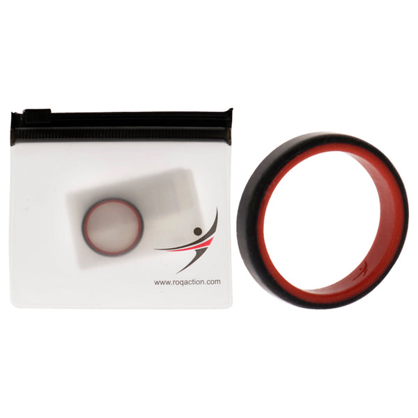 Silicone Wedding 6mm Brush 2Layer Ring - Red-Black by ROQ for Men - 9 mm Ring