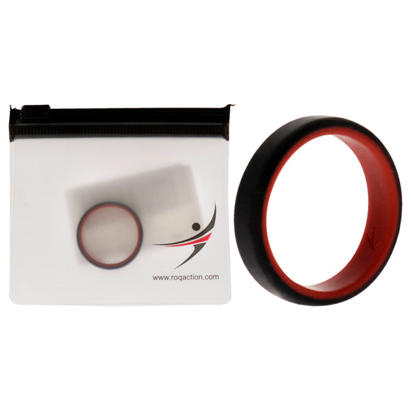 Silicone Wedding 6mm Brush 2Layer Ring - Red-Black by ROQ for Men - 12 mm Ring