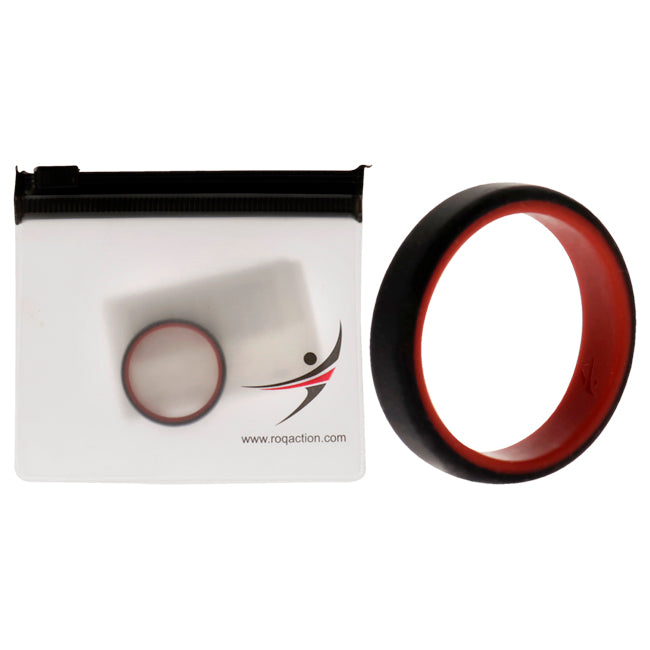 Silicone Wedding 6mm Brush 2Layer Ring - Red-Black by ROQ for Men - 12 mm Ring