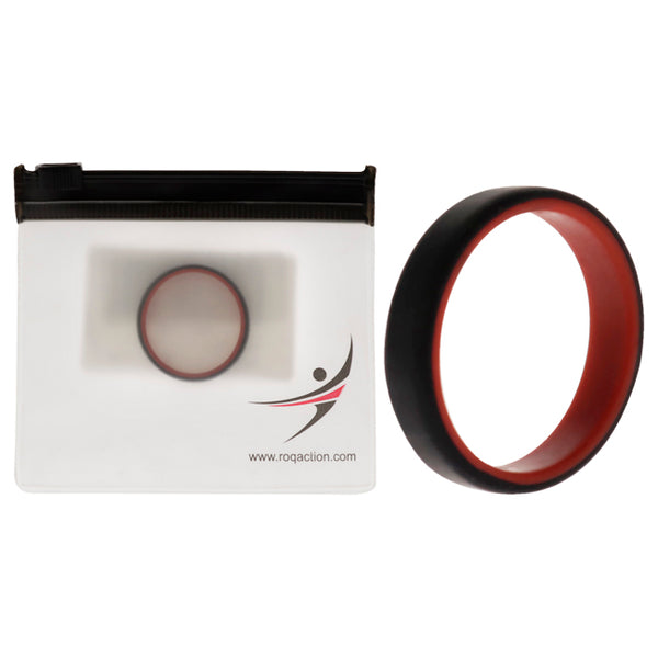 Silicone Wedding 6mm Brush 2Layer Ring - Red-Black by ROQ for Men - 14 mm Ring