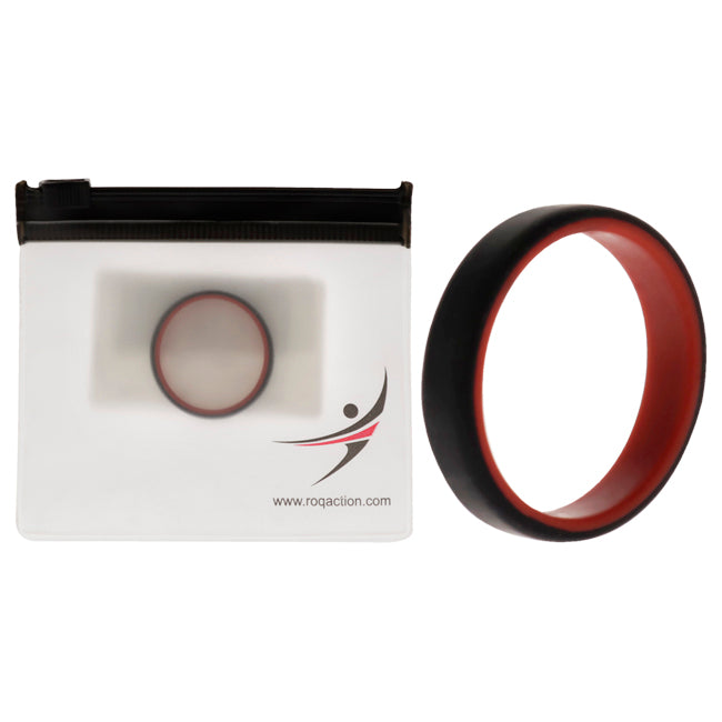 Silicone Wedding 6mm Brush 2Layer Ring - Red-Black by ROQ for Men - 14 mm Ring