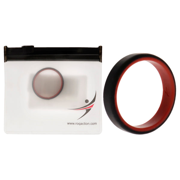Silicone Wedding 6mm Brush 2Layer Ring - Red-Black by ROQ for Men - 16 mm Ring