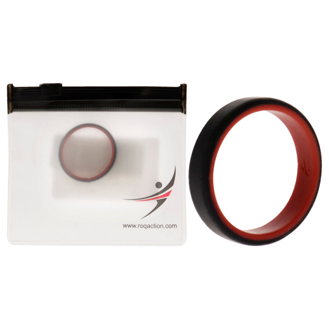 Silicone Wedding 6mm Brush 2Layer Ring - Red-Black by ROQ for Men - 16 mm Ring