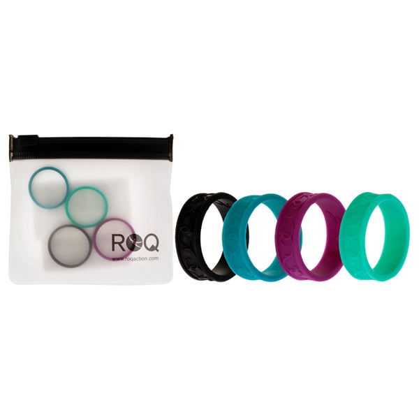 Silicone Wedding Flower Ring Set - MultiColor by ROQ for Women - 4 x 9 mm Ring