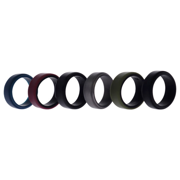 Silicone Wedding 2Layer Beveled 8mm Ring Set - Blue by ROQ for Men - 6 x 7 mm Ring