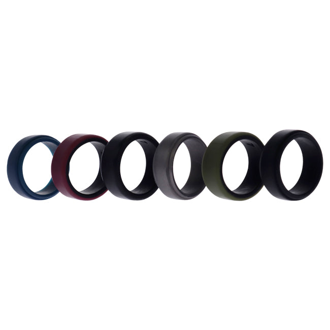 Silicone Wedding 2Layer Beveled 8mm Ring Set - Blue by ROQ for Men - 6 x 7 mm Ring