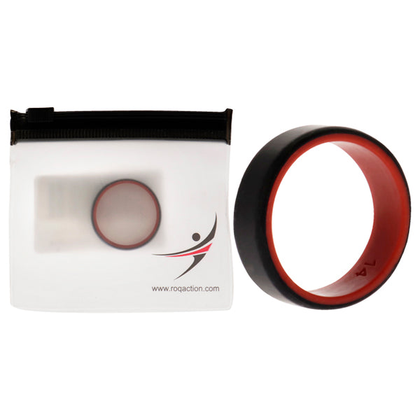 Silicone Wedding 2Layer Beveled 8mm Ring - Red-Black by ROQ for Men - 14 mm Ring