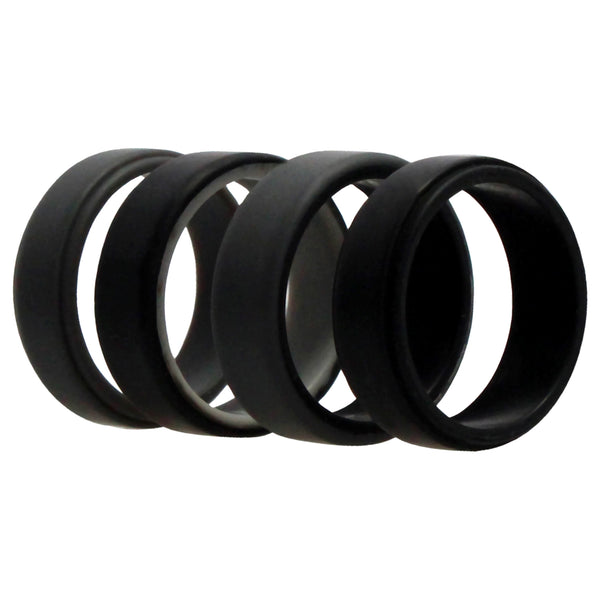 Silicone Wedding 2Layer Beveled 8mm Ring Set - Grey by ROQ for Men - 4 x 13 mm Ring