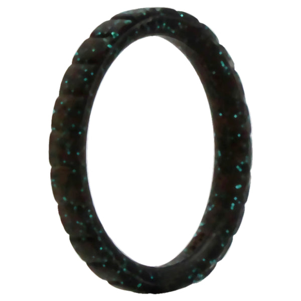 Silicone Wedding Stackble Lines Single Ring - Black-Turquoise by ROQ for Women - 5 mm Ring