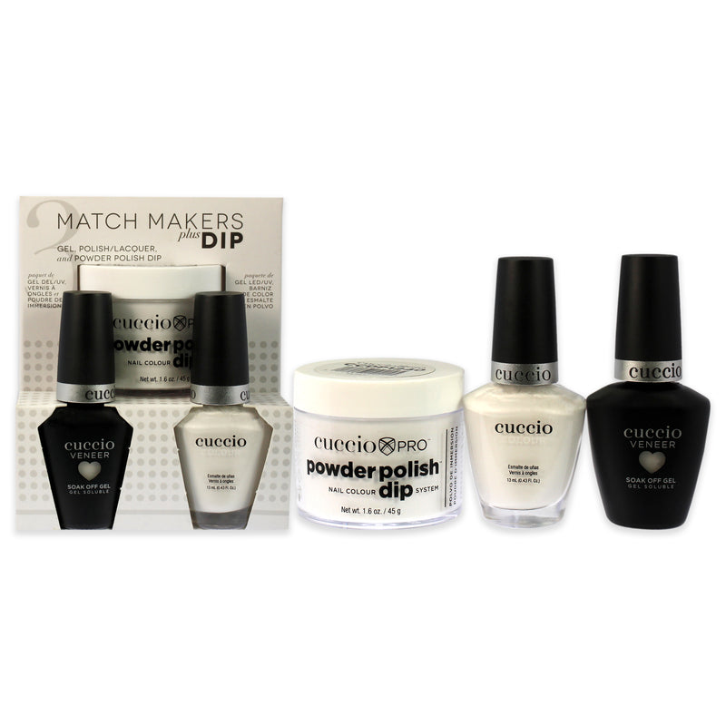 Cuccio Colour Match Makers Plus Dip - Flirt by Cuccio Colour for Women - 3 Pc 1.6oz Pro Powder Polish Dip System, 0.44oz Veneer Soak Off Gel, 0.43oz Colour Nail Polish