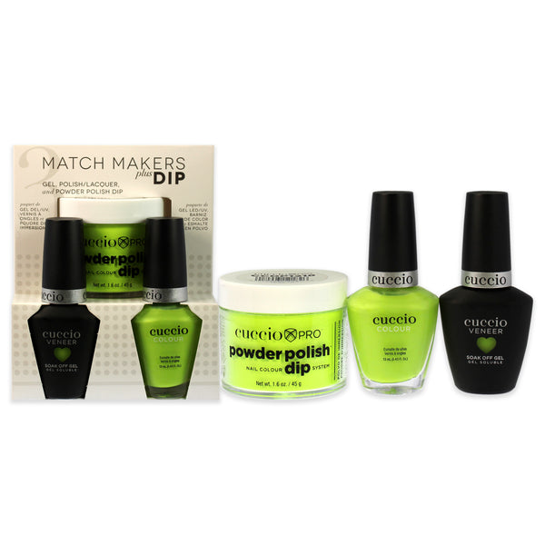 Cuccio Colour Match Makers Plus Dip - Wow The World by Cuccio Colour for Women - 3 Pc 1.6oz Pro Powder Polish Dip System, 0.44oz Veneer Soak Off Gel, 0.43oz Colour Nail Polish