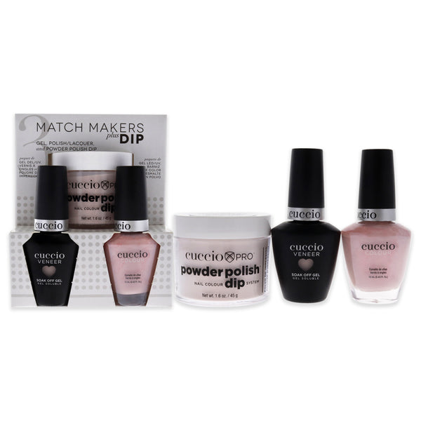 Cuccio Colour Match Makers Plus Dip - Pier Pressure by Cuccio Colour for Women - 3 Pc 1.6oz Pro Powder Polish Dip System, 0.44oz Veneer Soak Off Gel, 0.43oz Colour Nail Polish