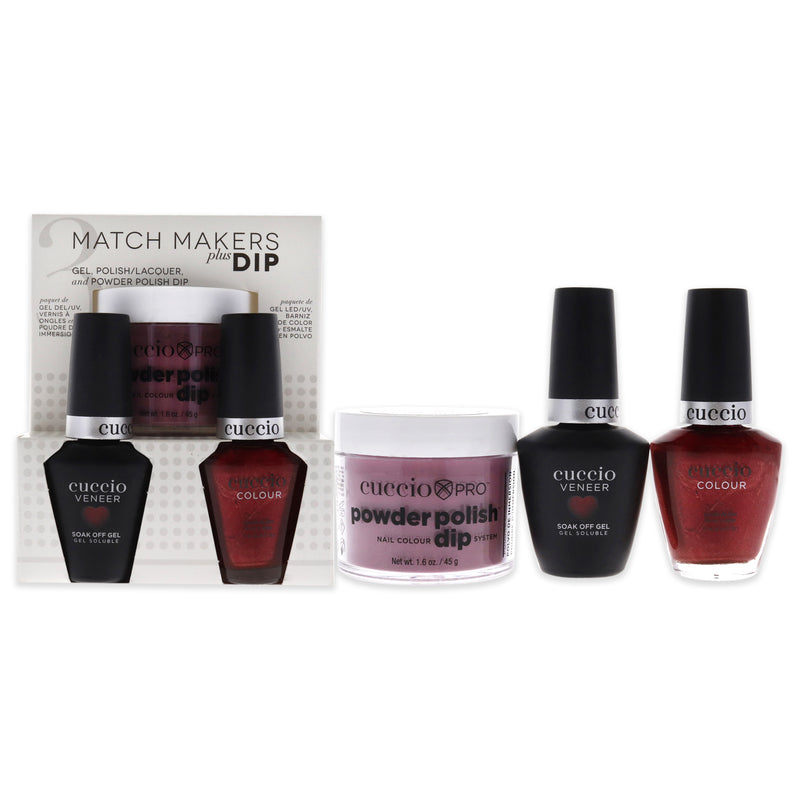 Cuccio Colour Match Makers Plus Dip - Give It a Twirl by Cuccio Colour for Women - 3 Pc 1.6oz Pro Powder Polish Dip System, 0.44oz Veneer Soak Off Gel, 0.43oz Colour Nail Polish