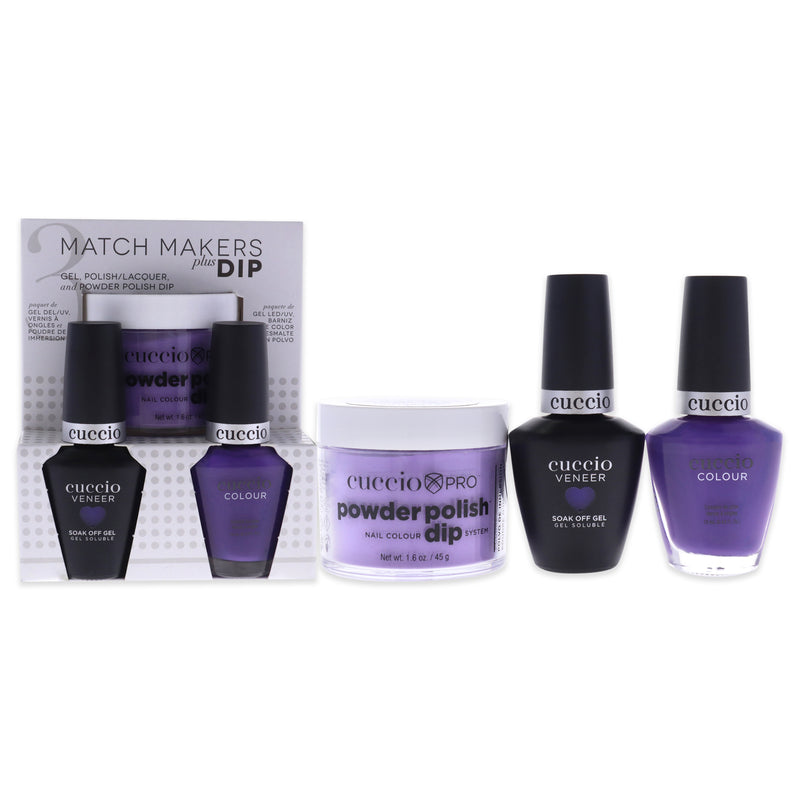 Cuccio Colour Match Makers Plus Dip - Water You Doing by Cuccio Colour for Women - 3 Pc 1.6oz Pro Powder Polish Dip System, 0.44oz Veneer Soak Off Gel, 0.43oz Colour Nail Polish